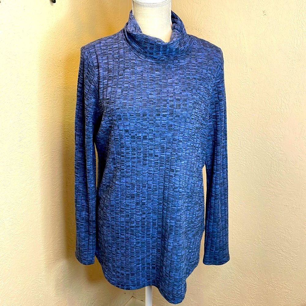 Croft & Borrow Blue & Black Turtleneck Sweater